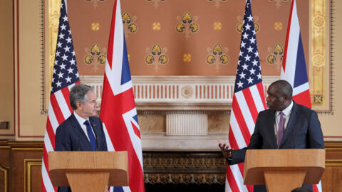 Le secrétaire d'État Antony Blinken et le ministre britannique des Affaires étrangères David Lammy lors d'une conférence de presse à Londres le 10 septembre 2024.