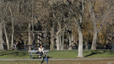 femeie in parc pe banca