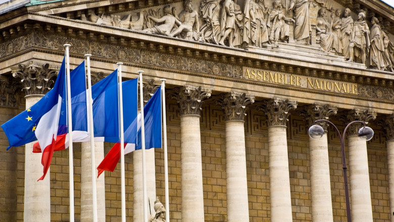 The National Assembly (Assemblee Nationale) building in Paris, France
