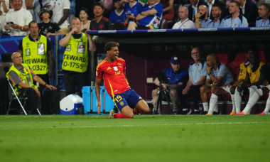 GER: Spain v France. UEFA EURO, EM, Europameisterschaft,Fussball 2024 Lamine Yamal of Spain celebrates the 1-1 during th