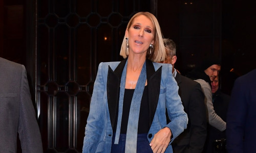 Celine Dion Wears a Distressed Denim Blazer for her appearance on WWHL