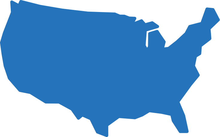 Blue map of the continental USA, representing PureTalk’s nationwide coverage