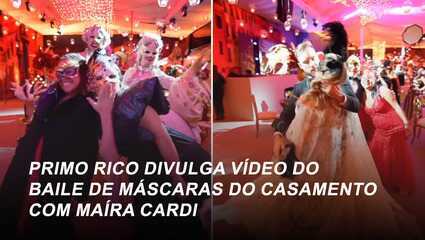 Primo Rico divulga vídeo do baile de máscaras do casamento com Maíra Cardi