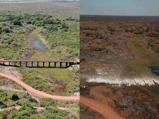 Ponte desaparece após ser consumida pelo fogo no Pantanal