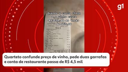 Quarteto confunde preço de vinho, pede duas garrafas e conta de restaurante passa de 4 mil