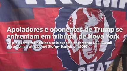 Apoiadores e oponentes de Trump se enfrentam em tribunal de Nova York