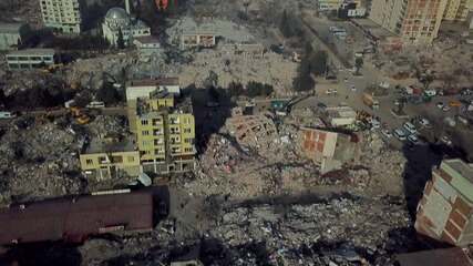 Veja imagens aéreas dos escombros uma semana após o terremoto na Turquia