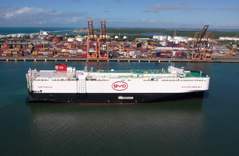 BYD trouxe até navio próprio para importar veículos antes de alta do imposto — Foto: Divulgação