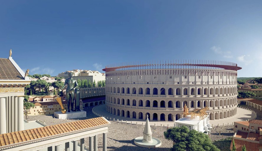 O tour virtual permite fazer como se fosse um passeio a pé pela Roma Antiga