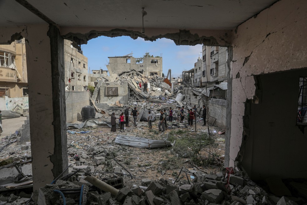 Nos dados apresentados, 62% das casas na região foram destruídas no conflito — Foto: Getty Images
