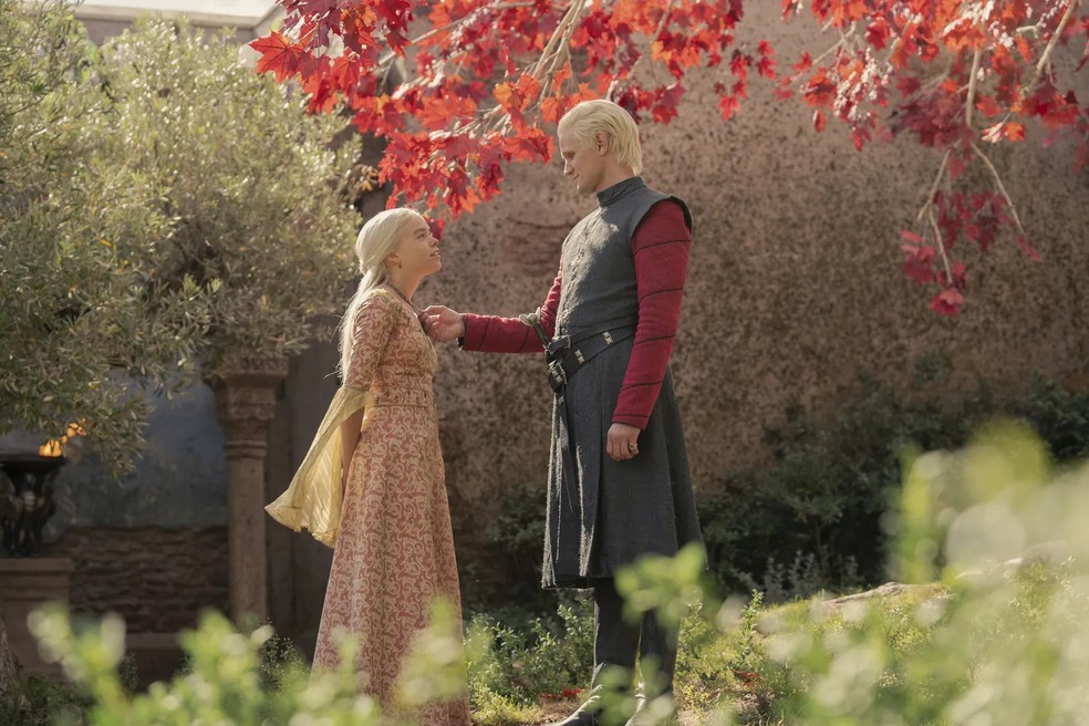 Milly Alcock como a Princesa Rhaenyra Targaryen e Matt Smith como o Príncipe Daemon Targaryen em House of the Dragon  — Foto: Cortesia da HBO