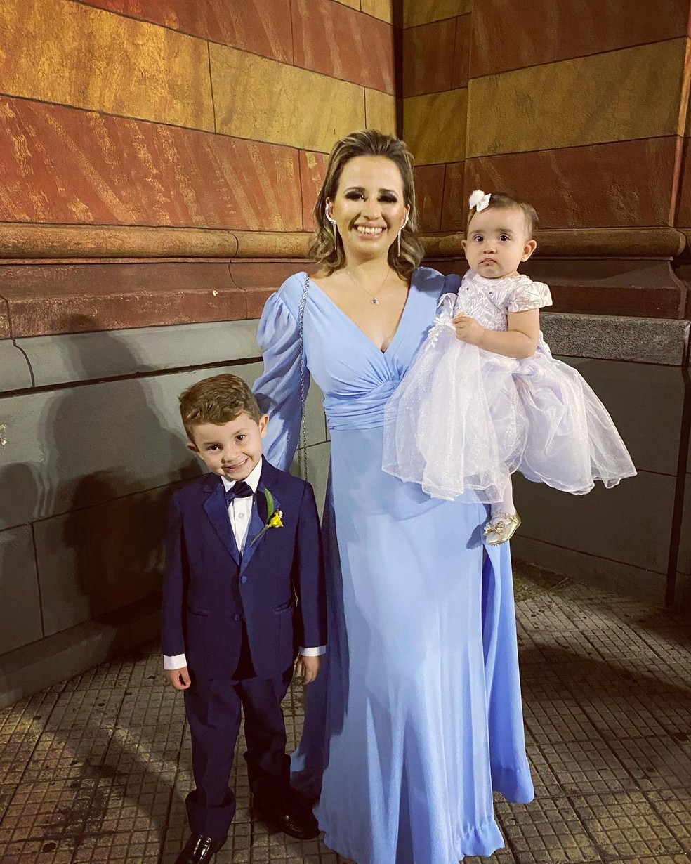 Jéssica com os filhos — Foto: Arquivo Pessoal 