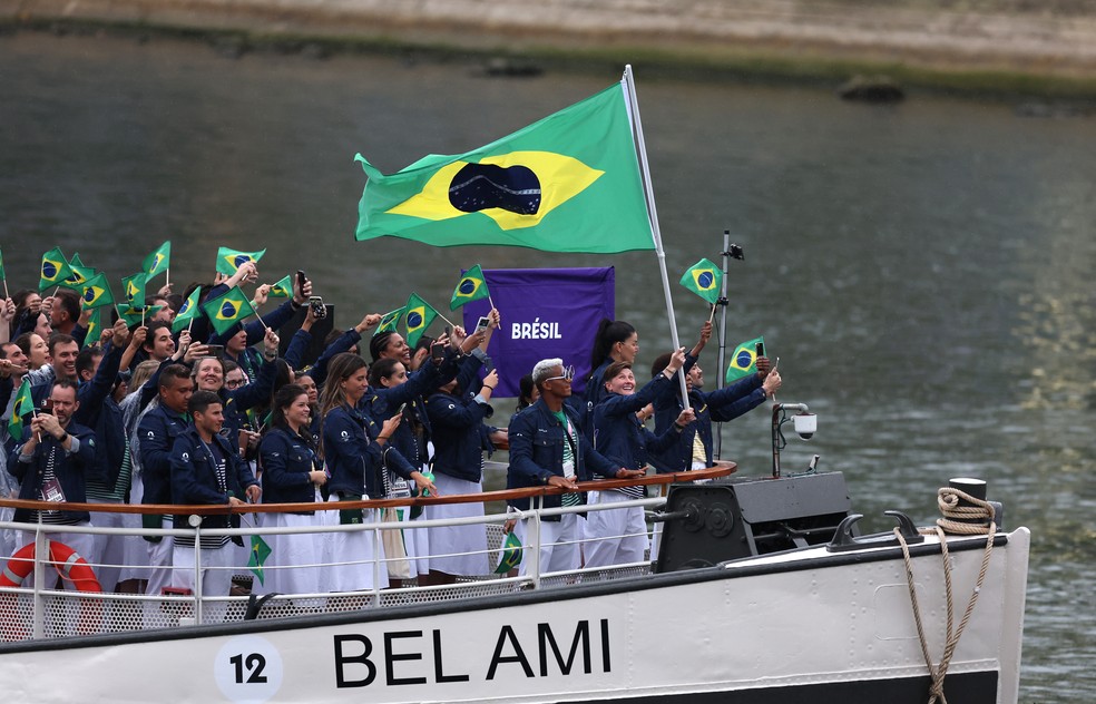 Delegação do Brasil na abertura dos Jogos Olímpicos de Paris, 2024_Olimpíadas — Foto: Alex Davidson/Getty Images