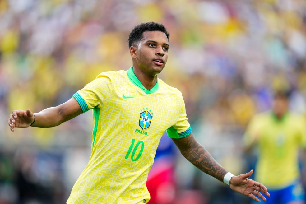 Rodrygo, jogador da Seleção Brasileira — Foto: Rich Storry/Getty Images