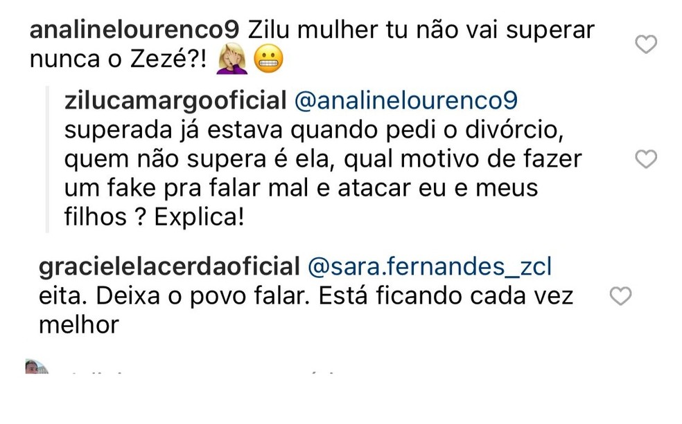 Zilu revela que fake criado por Graciele Lacerda também era usado para atacá-la — Foto: Instagram