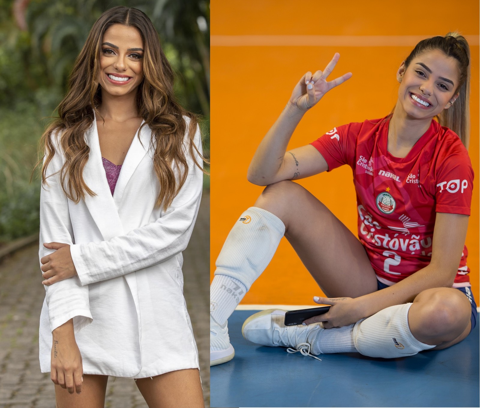 Antes do 'BBB 23', Key Alves jogava vôlei pelo Osasco — Foto: TV Globo/Divulgação e Edilson Dantas/Agência O Globo