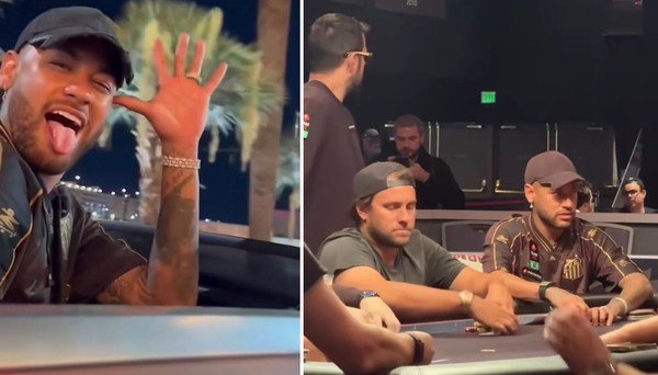 Neymar passeia por Las Vegas de limousine e termina noite jogando poker