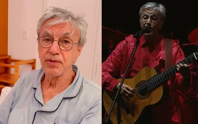 Caetano Veloso em casa e no show do 'Doce maravilha' — Foto: Reprodução