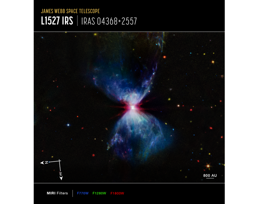 Registro mais recente da protoestrela L1527, de 100 mil anos, na constelação de Touro