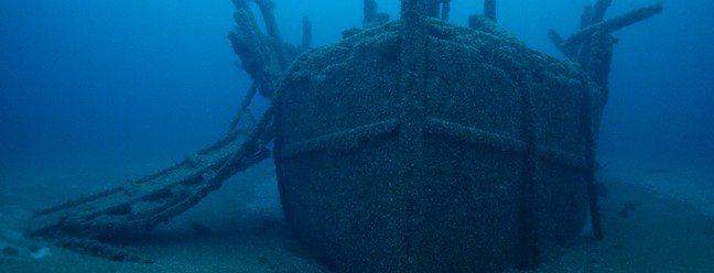 Navio África, que afundou há 128 anos no Lago Huron, no Canadá — Foto: Inspired Planet Productions