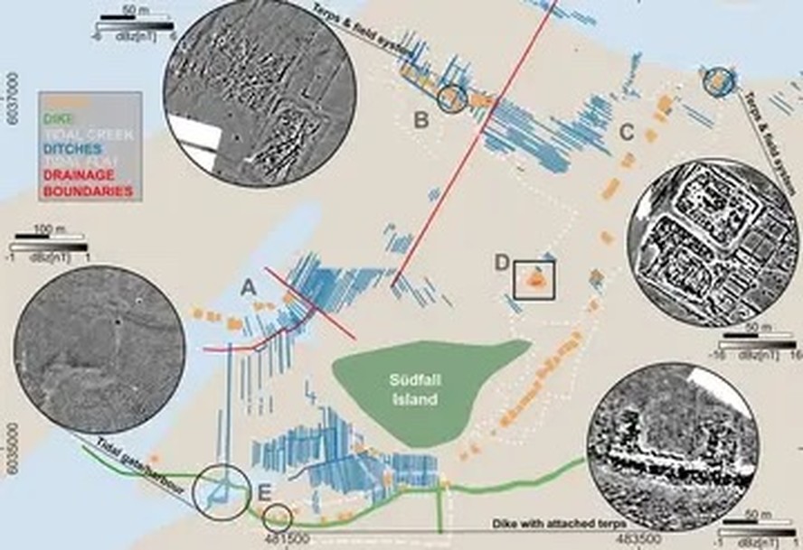 Pesquisadores usaram magnetismo para identificar estruturas de ferro na submersa cidade de Rungholt, atual território da Alemanha