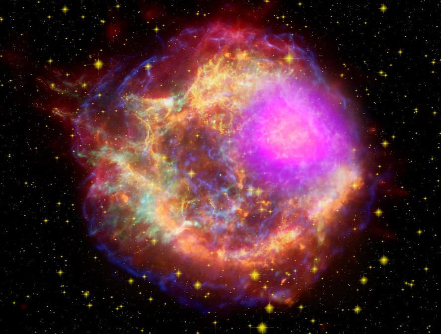 Remanescente da supernova Cassiopeia A.