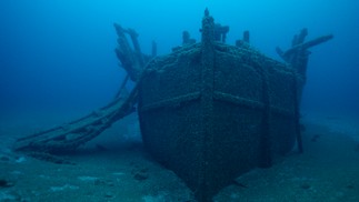 Imagem subaquática do naufrágio do navio África