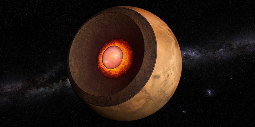 Análise dos dados sísmicos marcianos registados pela missão InSight revelou que o núcleo de ferro líquido de Marte é menor do que se pensava