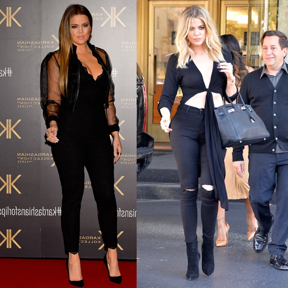 Três anos separam as duas fotos de Khloé. Antes (2013) e depois (2016) (Foto: Getty Images) — Foto: Glamour