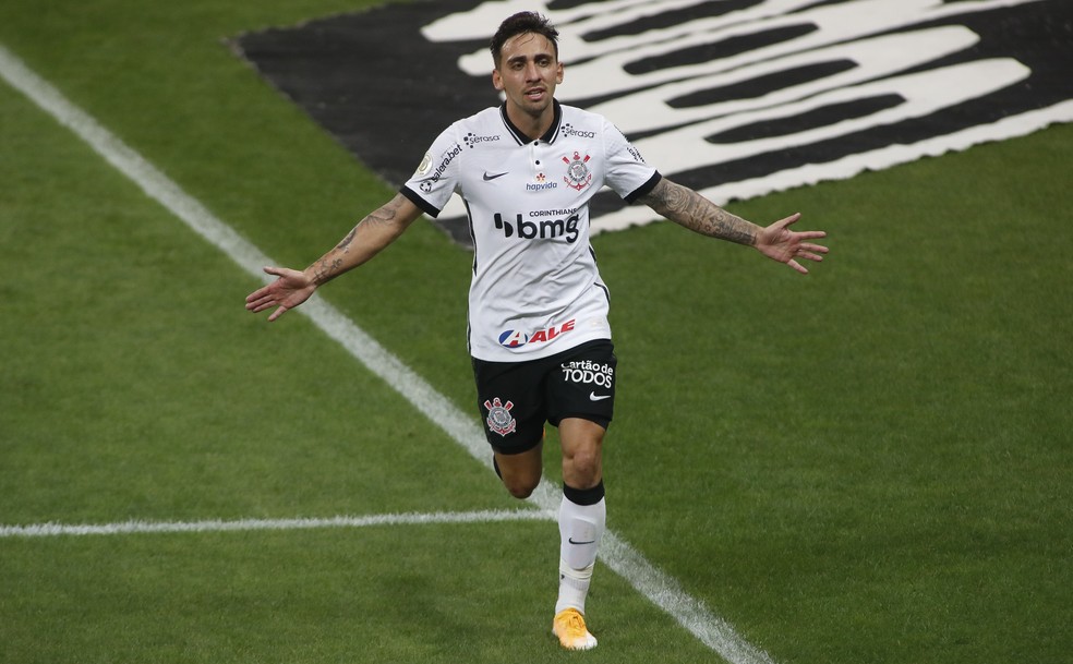 Gustavo Mosquito comemora gol em 2020 pelo Corinthians — Foto: Getty Images
