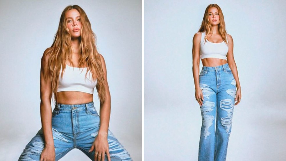 Khloé Kardashian posou de jeans e regata branca — Foto: Reprodução/Instagram