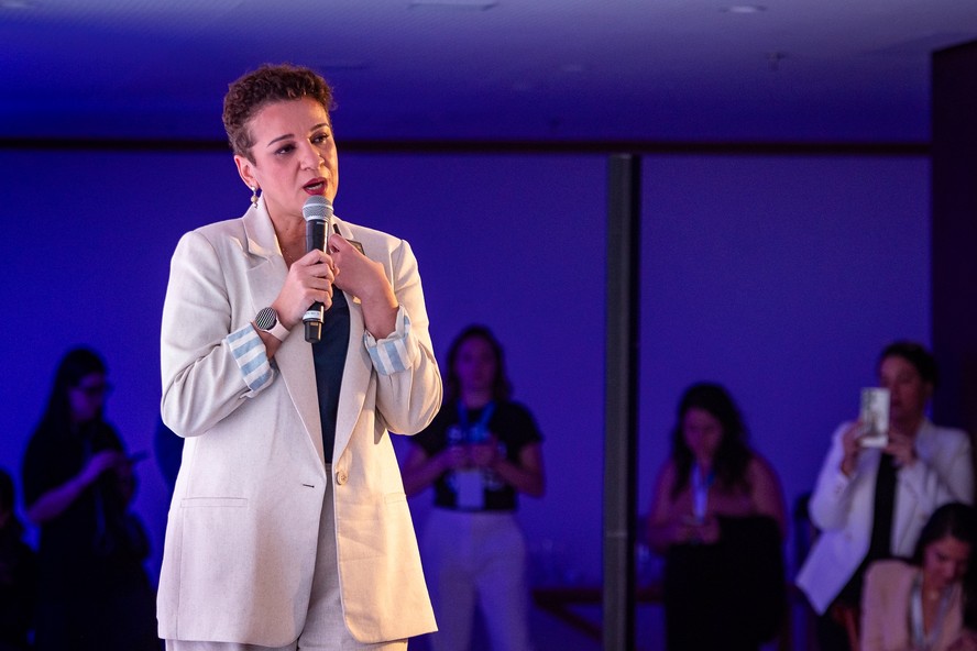 A presidenta do BB, Tarciana Medeiros, durante talk no Power Trip Summit