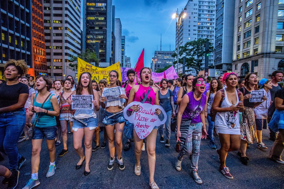 Manifestação pela legalização do aborto em São Paulo — Foto: Cris Faga/NurPhoto via Getty Images