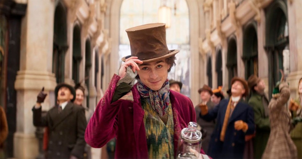 Timothée Chalamet em 'Wonka' — Foto: divulgação