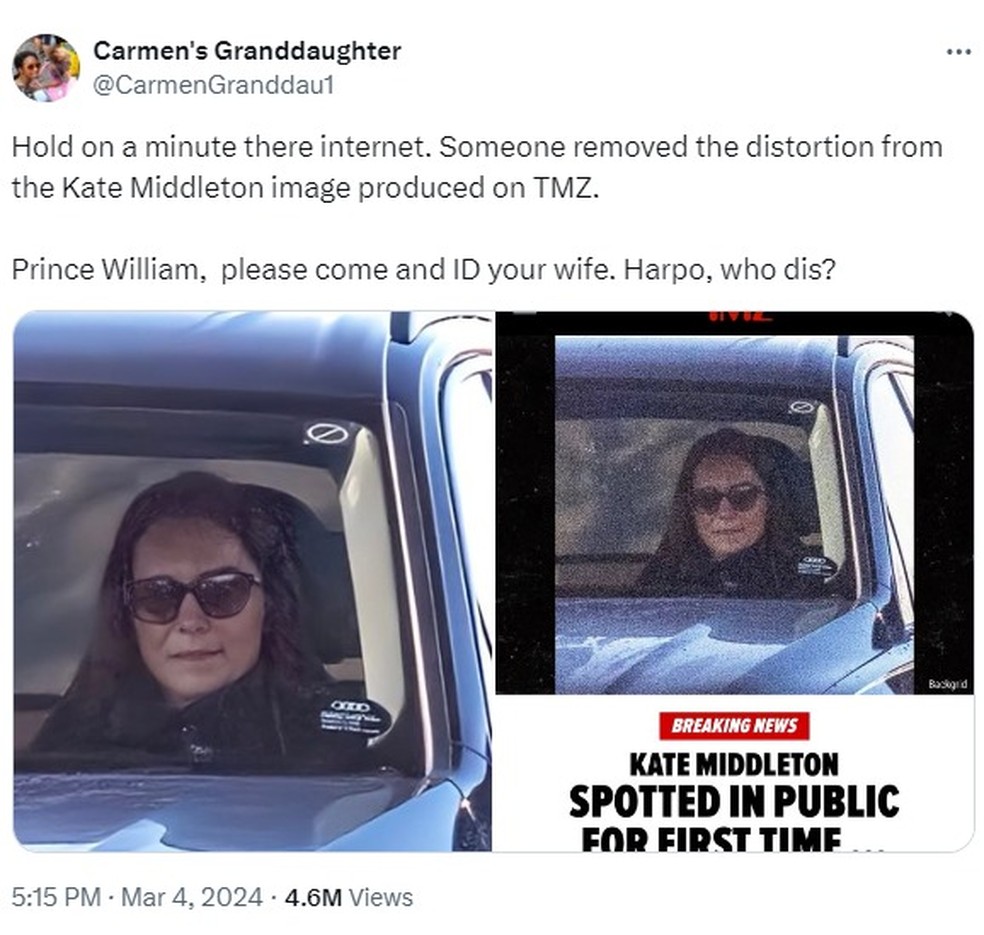 Usuário do X, antigoTwitter, questiona veracidade de foto de Kate Middleton — Foto: Reprodução