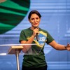 Michelle Bolsonaro discursa na Igreja Assembleia de Deus Vitória em Cristo, no Rio  20/10/2022 - Brenno Carvalho / Agência O Globo.