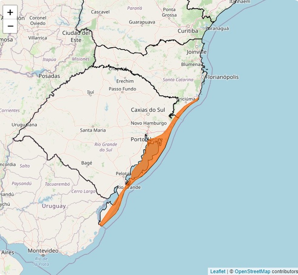 Previsão do tempo para o Rio Grande do Sul. Inmet emitiu dois alertas para o estado — Foto: Inmet