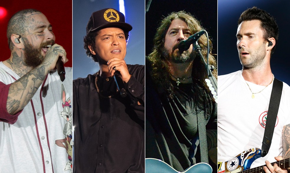 Post Malone, Bruno Mars, Foo Fighters e Maroon 5: algumas das atrações anunciadas pelo The Town — Foto: Agência O Globo