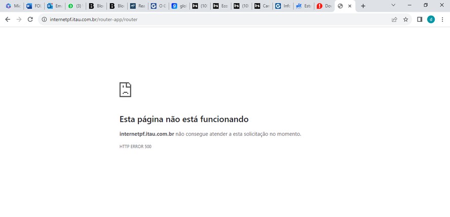 Site do Itaú dá erro quando usuário tenta entrar