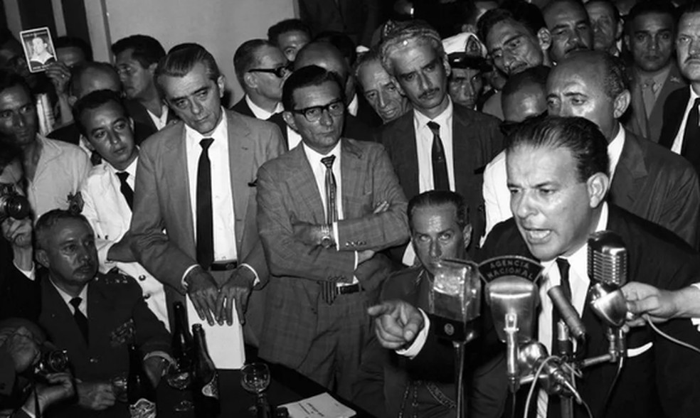 João Goulart em discurso polêmico no Automóvel Clube, em 30 de março de 1964  — Foto: Arquivo/Agência O GLOBO