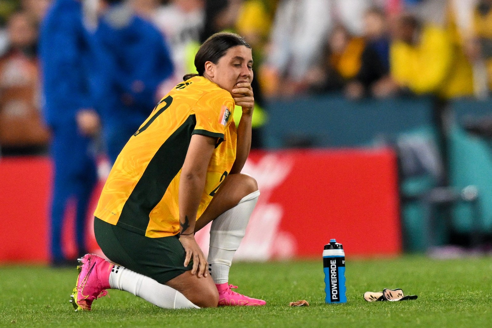 Sam Kerr lamenta chances perdidas e eliminação na semifinal da Copa do Mundo — Foto: Izhar Khan/AFP