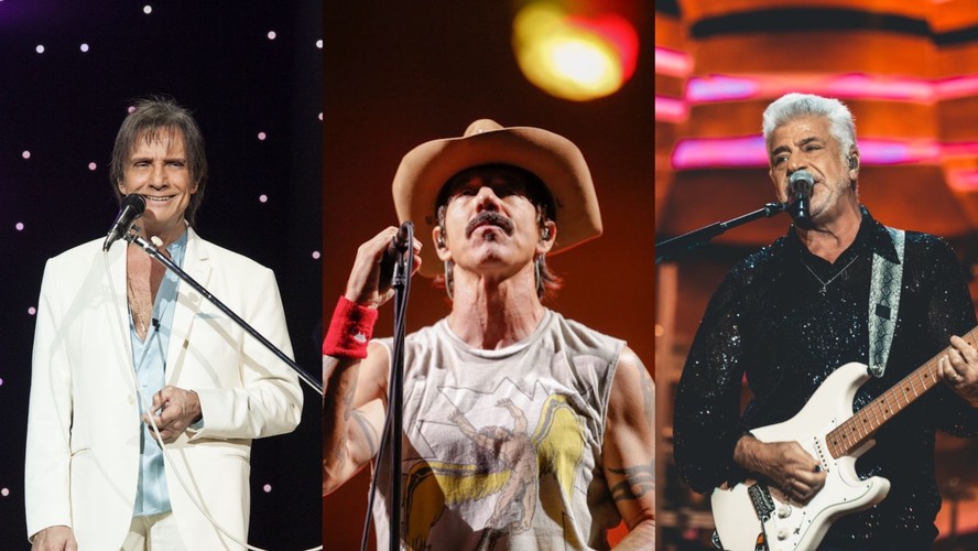 Roberto Carlos, Anthony Kiedis, vocalista do Red Hot Chili Peppers, e Lulu Santos