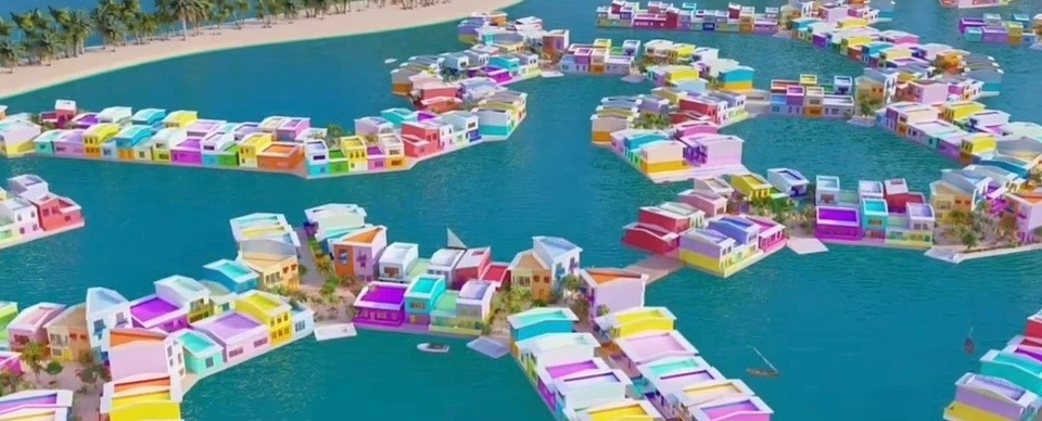 O projeto da Maldives Floating City, a primeira cidade flutuante do mundo, que ficará nas Maldivas — Foto: Reprodução