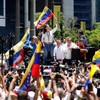 Líder da oposição venezuelana, María Corina Machado, durante protesto em Caracas - Pedro Rances Mattey / AFP