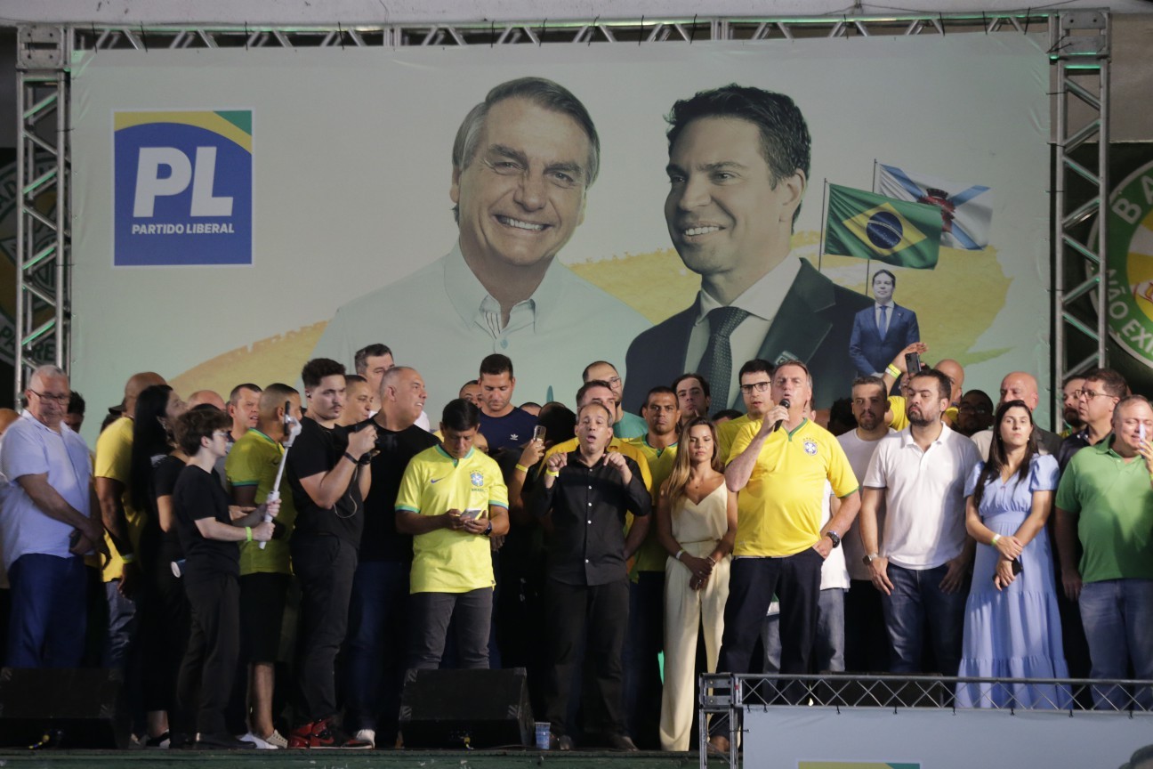 Jair Bolsonaro e Alexandre Ramagem em lançamento de pré-candidatura à prefeitura do Rio - Foto Domingos Peixoto