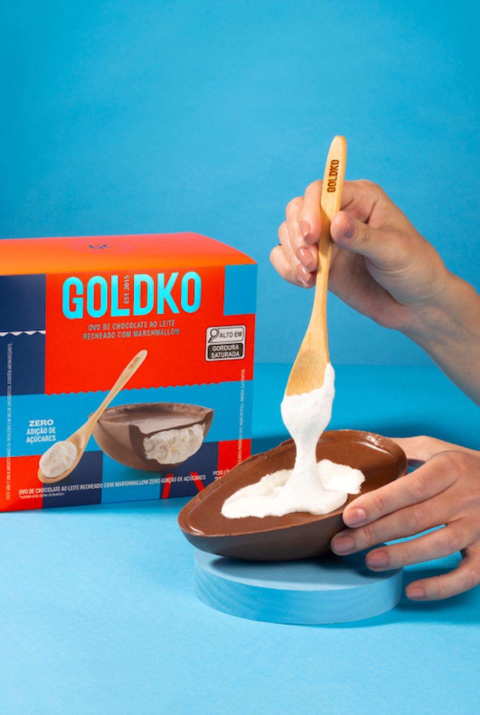 GoldKo: ovo de colher de chocolate ao leite com marshmallow zero adição de açúcar — Foto: Divulgação