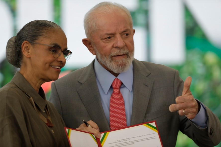 A ministra Marina Silva e o presidente Lula
