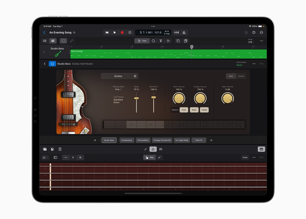 Apple apresenta o Logic Pro 2, que permite extrair o som de equipamentos na edição para o iPad Pro — Foto: Divulgação