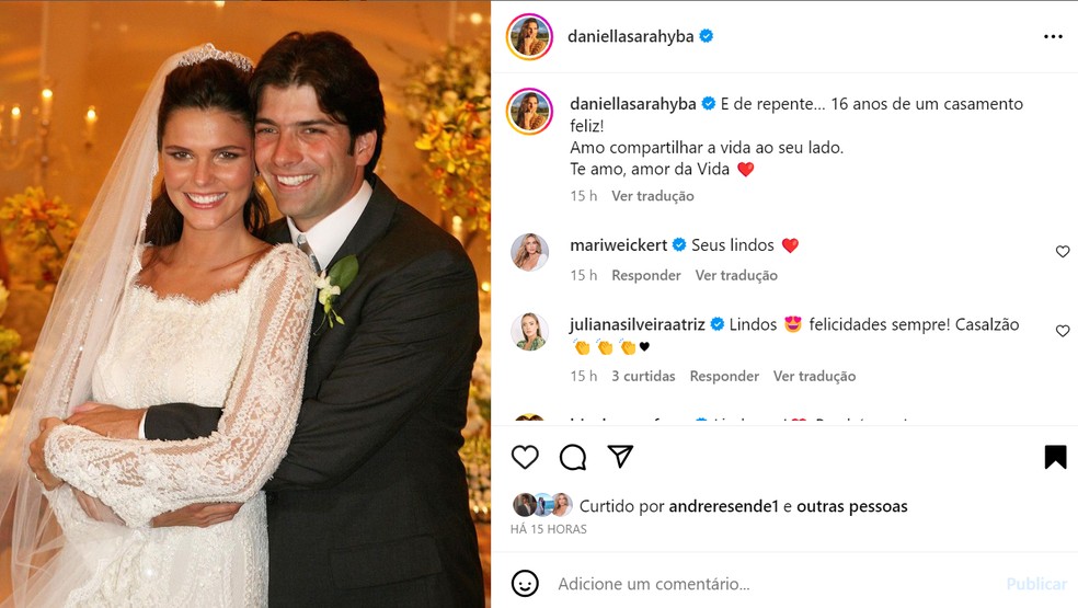 Daniella Sarahyba e o marido, Wolff Klabin, se casaram em 2007 — Foto: Reprodução/Instagram