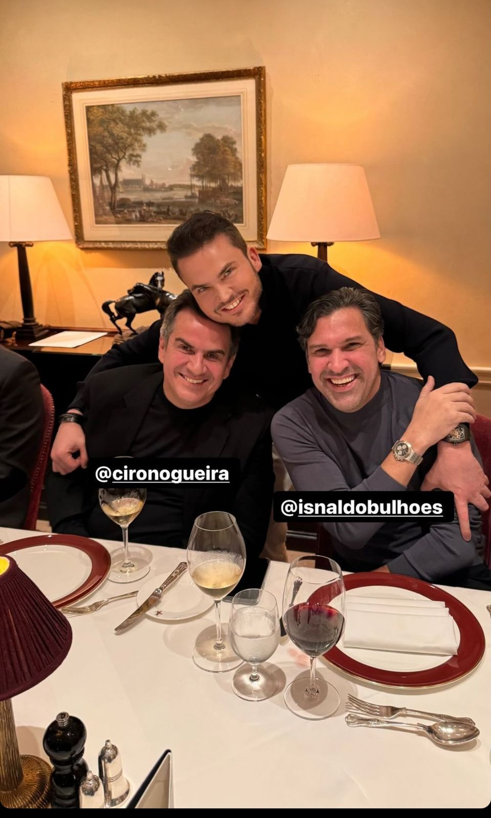 Alberto Leite com Isnaldo Bulhões e Ciro Nogueira em jantar — Foto: Reprodução